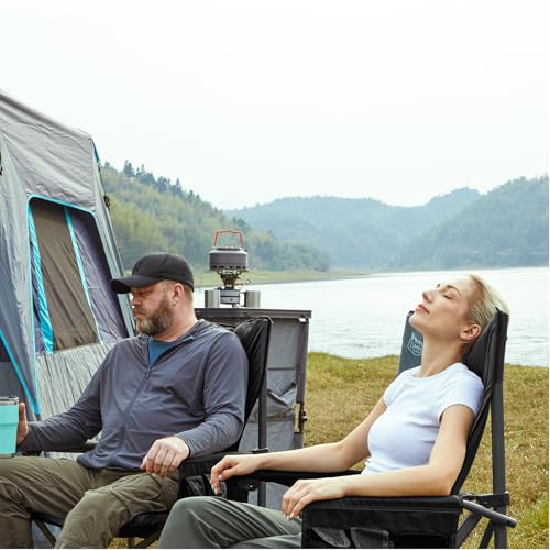 Oversized Folding Camping Chair with High Back and 500lbs Capacity — Black