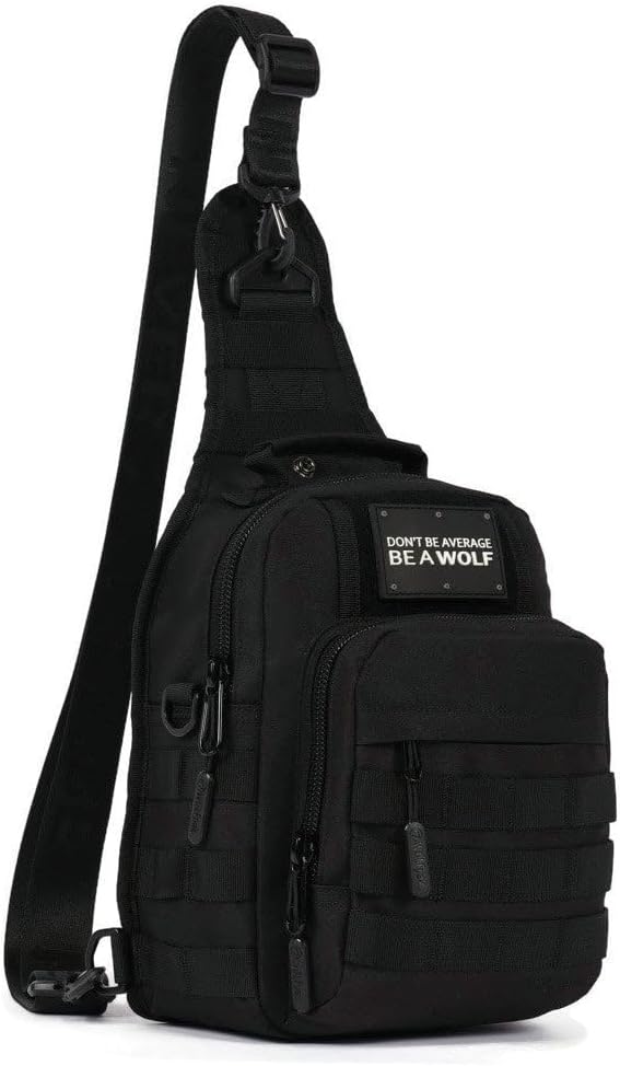 WOLFpak Tactical Sling Bag - Concealed Carry CCW Backpack | 9L Military Crossbody EDC Daypack - Alpha Black