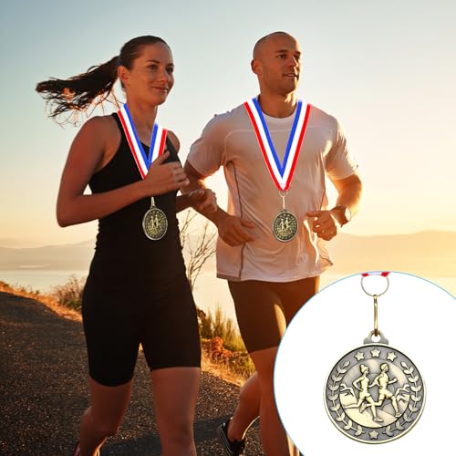 Remuuly 100 Pcs Cross Country Medal Set with Neck Ribbons, 2'' Gold Trophies - Style 1