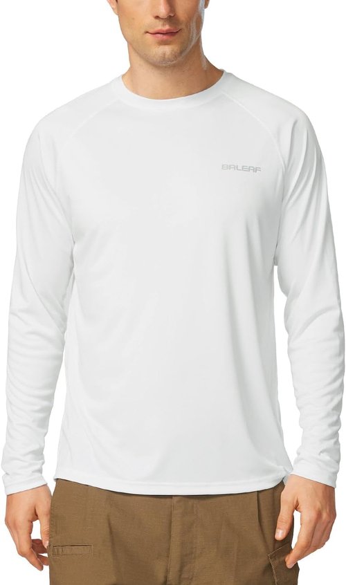 baleaf Men's Sun Protection Shirts UV SPF UPF 50+ Long Sleeve Rash Guard Fishing Running Quick Dry Lightweight