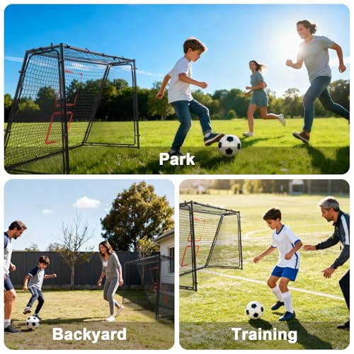 Black 6x4 ft Soccer Goals for Backyard Training - Metal Youth & Adult Goals