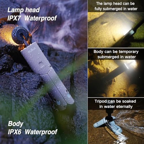 Outask Collapsible Camping Lantern with 720° Rotation & Magnetic Tripod - Military Green