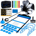 Speed & Agility Training Set - Blue - Ladder, Cones, Hurdles, Parachute & Workout Equipment