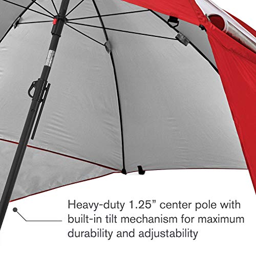 Sport-Brella UPF 50+ Red Umbrella Shelter with Side Panels & Tilt, Heavy-Duty Center Pole