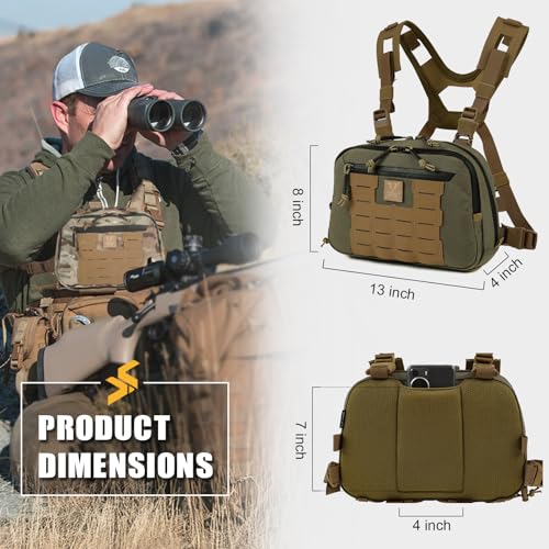 VOTAGOO Tactical Chest Rig Bag 3L Hypalon Molle with Map Pocket - Ranger Green