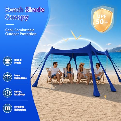 10x10FT Beach Sun Shelter with Mat & Sandbags - UPF50+ Windproof Canopy