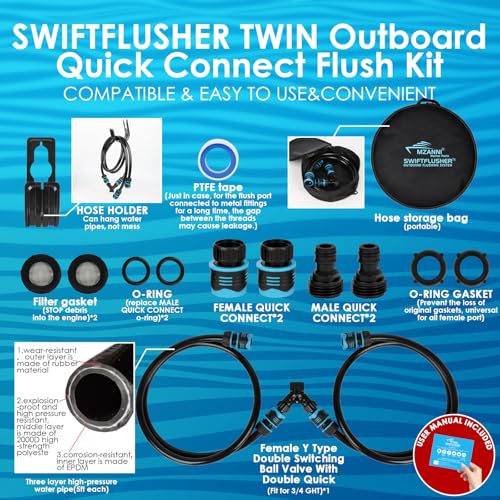 Twin Outboard Quick Connect Flush Kit for Yamaha & Honda Engines - Dual Engine Marine Flushing System