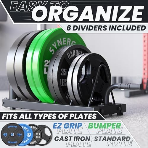 Synergee 350 lb Capacity Horizontal Weight Plate Rack with Bar Holders