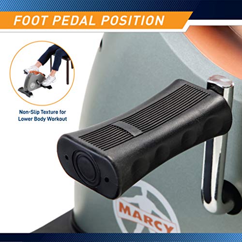 Marcy Grey Under Desk Pedal Exerciser Mini Bike for Legs & Arms - Portable, Adjustable Resistance