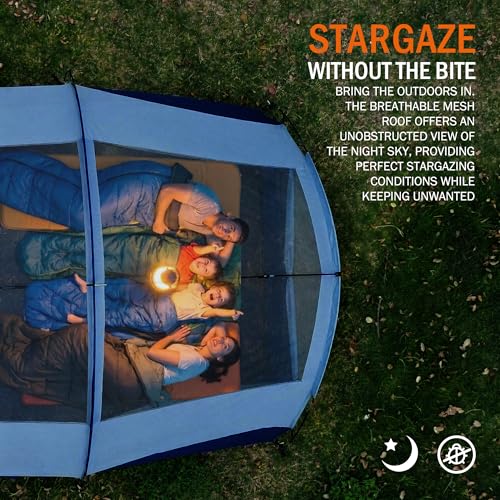 Blue Family Camping Tent for 8 Persons, 3 Rooms, Waterproof with Rainfly