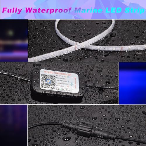 100FT Waterproof RGB Boat LED Light Strip 12V with App & Remote - Marine Lighting for Pontoon, Yacht, Kayak, Deck, Night Fishing - Variation: 30M