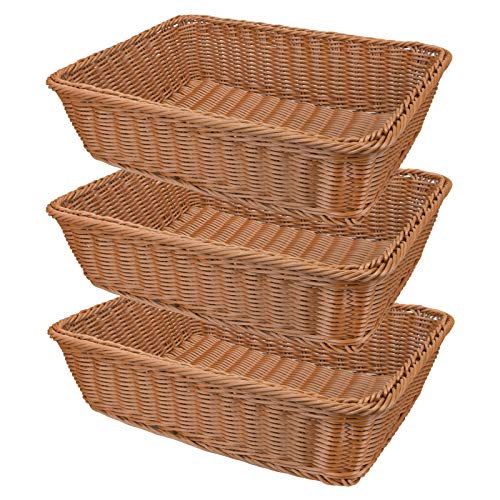 Imitation Rattan Woven Bread Baskets, 11.8 x 7.8 Inch Food Serving Baskets