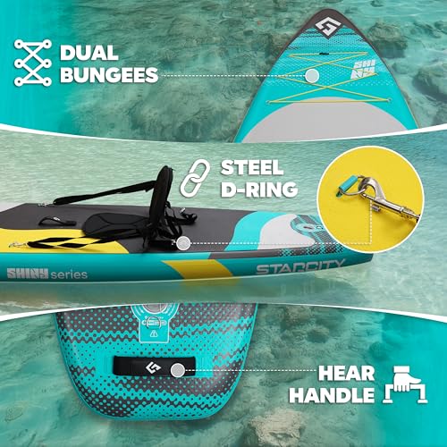 Starcity 11' x 33'' x 6'' Inflatable Paddle Board Green Black - Stable, Spacious, Easy to Operate for Family & Pet Use