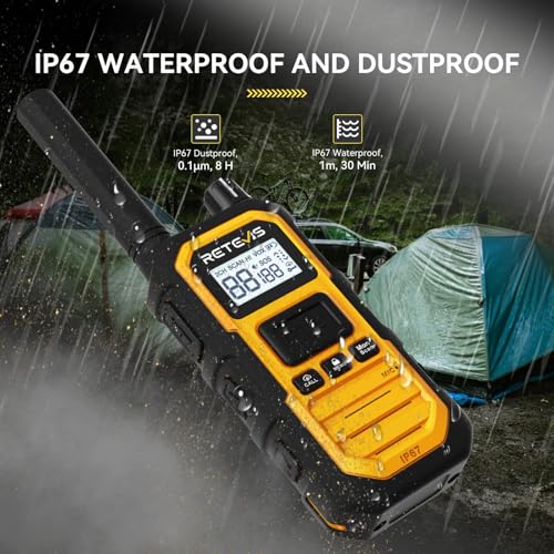 2 Pack GMRS Walkie Talkies Long Range Waterproof Two-Way Radio - IP67