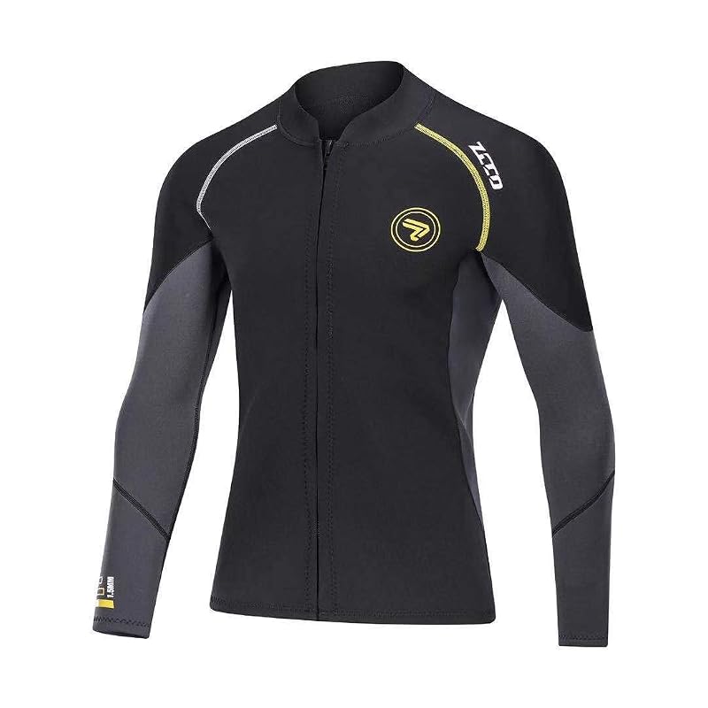 1.5mm Neoprene Wetsuit Top for Men & Women - Front Zip Long Sleeve Jacket (1.5MM-Black+X-Large)