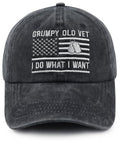 Grumpy Old Vet Hat for Men - USA Flag Veteran Baseball Cap, One Size, Black