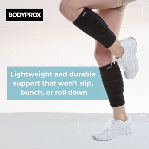 Bodyprox Calf Support Brace - Adjustable Compression Wrap for Shin Splints | 2 Pack