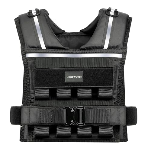 ONETWOFIT Black Adjustable Weighted Vest 2-36 lbs for Men & Women Fitness