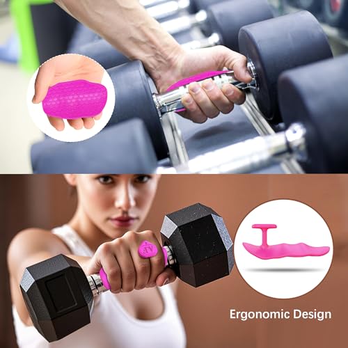Pink Large Anti-Slip Workout Grips - Ergonomic Hand Support for Weight Training