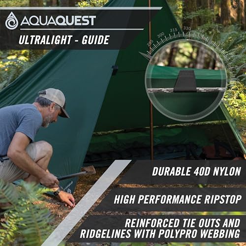 Ultralight Waterproof Camping Tarp - 10x10 ft Olive Drab Rain Fly with Seam Tape
