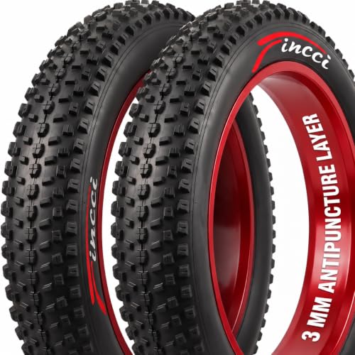 Fincci 26x4.0 Fat Mountain Bike Tires - Foldable, Puncture Resistant, All-Terrain