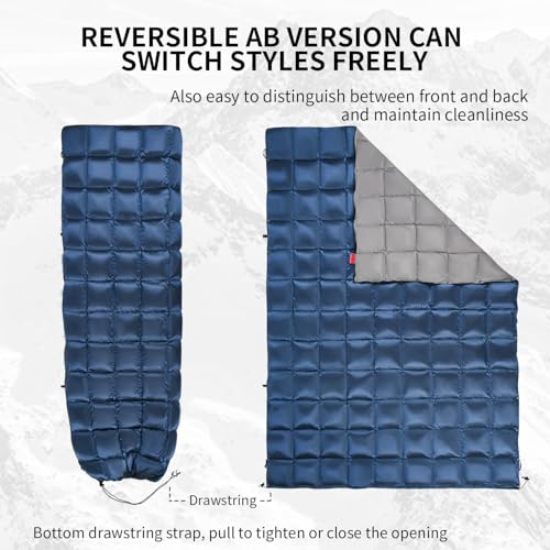 Down Camping Blanket - Lightweight, Packable, Waterproof Travel Quilt for Hiking & Outdoor Use - Deep Sky Blue, 55 x 79 inches
