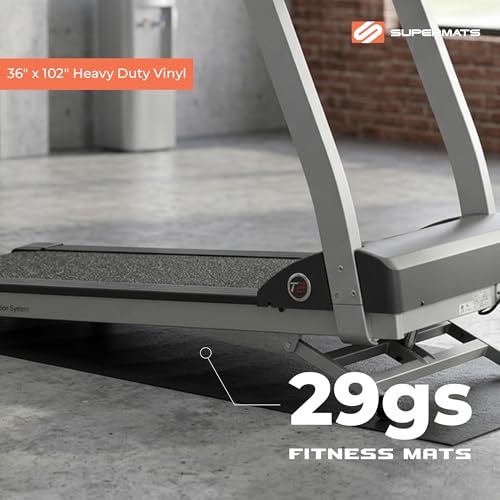 SuperMats 36x102 Inch High Density Commercial Equipment Mat for Treadmills & Exercise Machines - Black / 29 GS