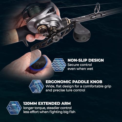GOMEXUS Flat Max-35 Knob Power Handle for Shimano & Daiwa Baitcasting Reels, 7x4mm, 120mm Length