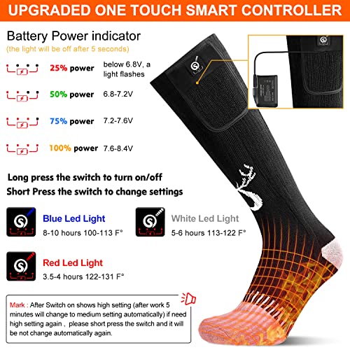 Rechargeable Heated Socks for Cold Weather Outdoor Activities - Black & Gray, Large