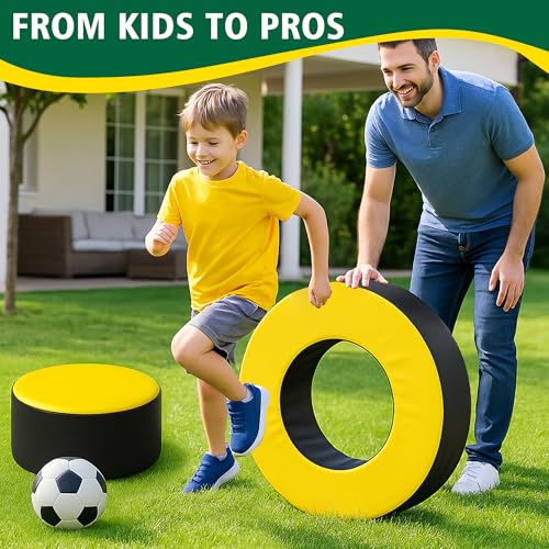 Yellow Football Tackle Wheel with Round Seat Pad - Youth & Adult Practice Equipment 28x8"