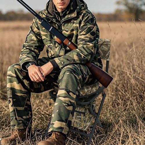 MDSTOP No. 3 Reed Camo 360 Swivel Hunting Chair for Ground Blind, Silent & Folding