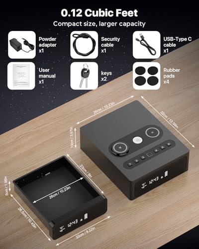 Biometric Gun Safe with 0.1s Fingerprint Access & Wireless Charging Station