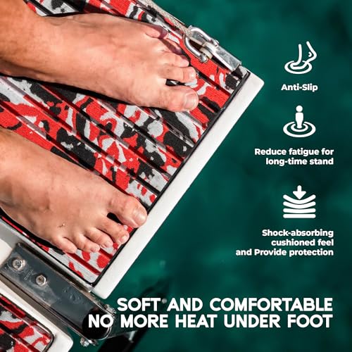 FOCEAN Marine EVA Boat Flooring Camo Self-Adhesive Decking 94.5"x23.6" Speed Red