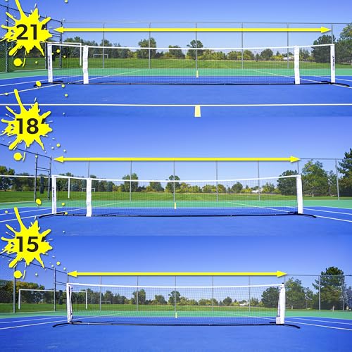 Park & Sun Sports 21' Adjustable Portable Pickleball Net Set with Paddles, Balls, and Carry Bag