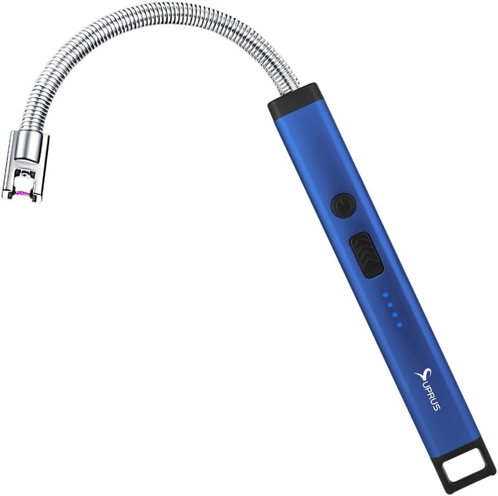 SUPRUS Rechargeable Candle Lighter - Electric Arc with Triple Safety & Stainless Steel Shell | Blue