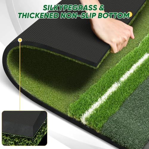 Golf Hitting Mat 3'11 x 5'2 Inch 26-45mm Thick with 3 Turf Zones & Ball Tray - Indoor & Outdoor Practice