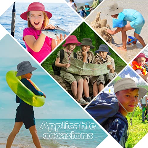 Kids Sun Hat UPF 50+ Outdoor Bucket Hat 5-13 Years 2-Pack Khaki Beige