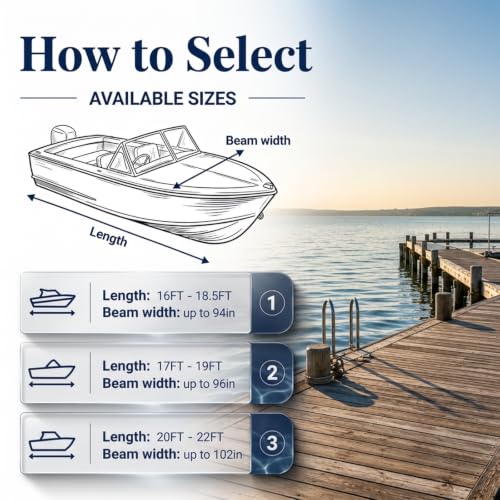 16-18.5 ft Waterproof Heavy-Duty Boat Cover with Metal Hook & Reinforced Seams