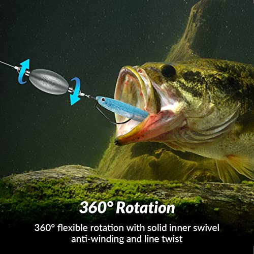 30pcs Inline Fishing Sinkers Set - Mixed Weight Trolling Weights with Swivels