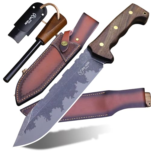 Fixed Blade Hunting Knife with Steel Sheath - 36cm Full Tang Outdoor Survival Knife