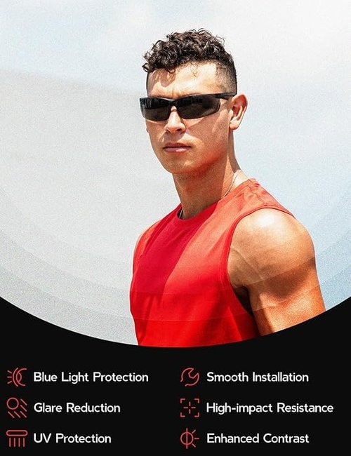 Fiskr Polarized Clip-On Sunglasses for Oakley Crosslink OX3128 (Size 53-18) - UV Protection - Universal Fit for Men & Women - Fire Red