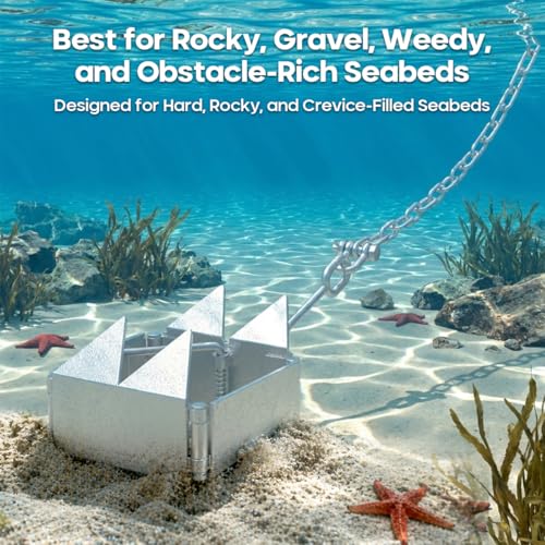 19 lbs Galvanized Folding Boat Anchor for Pontoon & Cabin Cruiser - Double Sided Grip