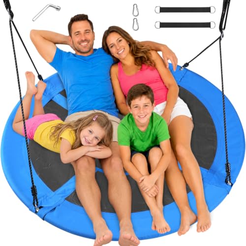 60-Inch Saucer Tree Swing for Kids & Adults, Large Backyard Swing - Blue, Classic Style