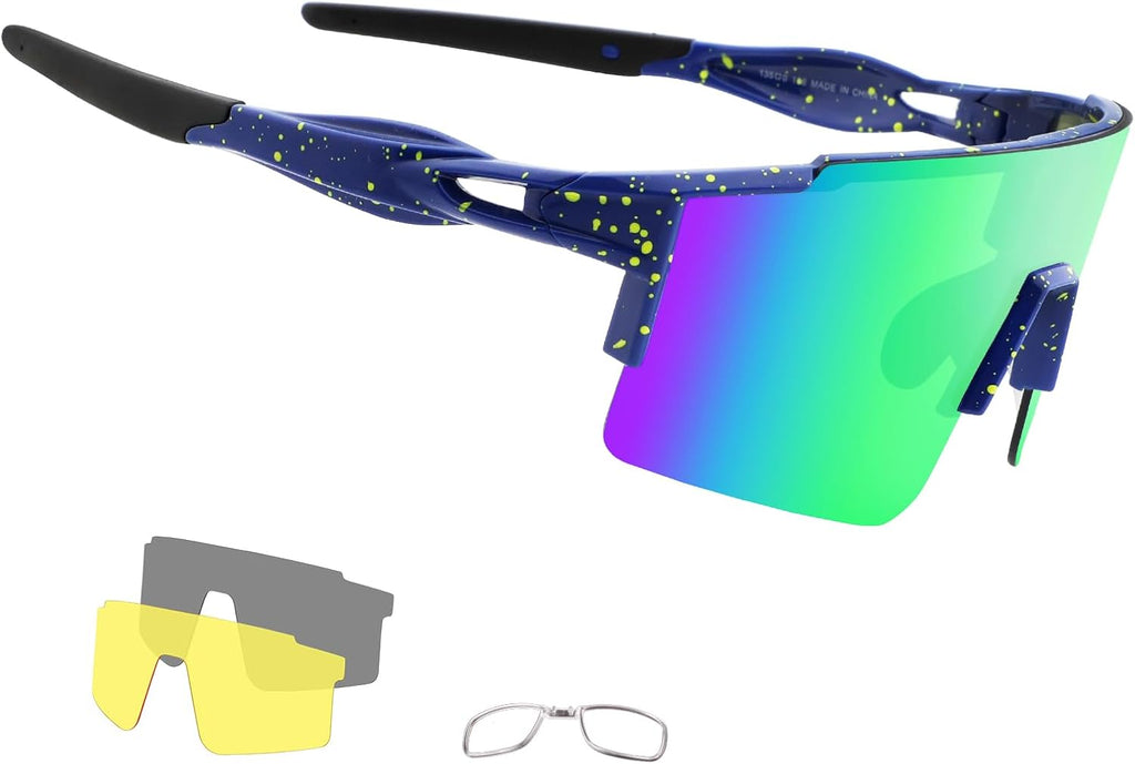 OULAIQI Polarized Cycling Sunglasses - Interchangeable Lenses for Men & Women | Lightweight & Durable