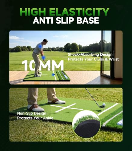 Laxcredu Ultra 6x4ft Golf Hitting Mat with Ball Tray - 21mm+45mm Turf Practice Mat