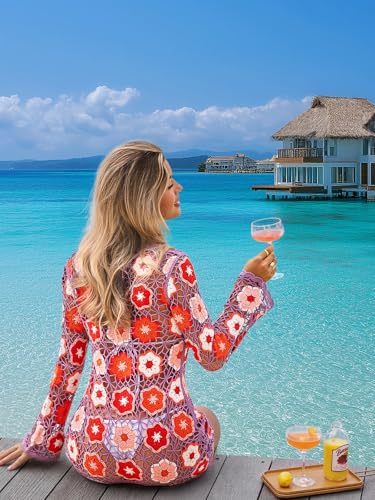 Purple Fairy Season Women's Crochet Boho Beach Cover Up Dress Small