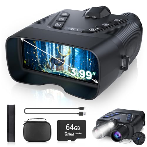 WASOCA Compact 4K Night Vision Goggles with 58MP Photos, 1968ft Range, 64GB, Rechargeable Battery