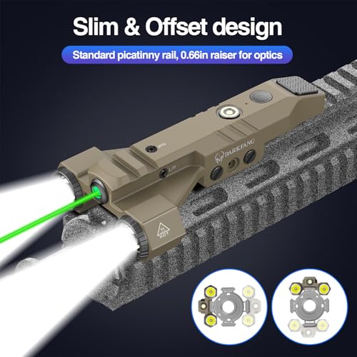 Flat Dark Earth Tactical Flashlight with Green Laser Combo 1450 Lumens