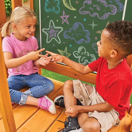 KidKraft Appleton Wooden Swing Set - Outdoor Playset with Slide & Chalk Wall, Exclusive
