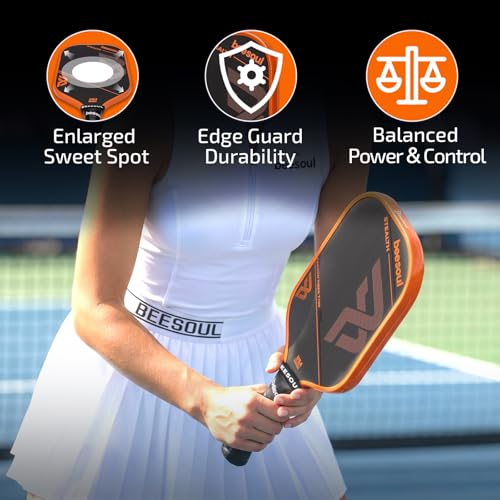 BEESOUL T700 Pickleball Paddles Carbon Fiber Pro Orange Elongated USAPA Certified